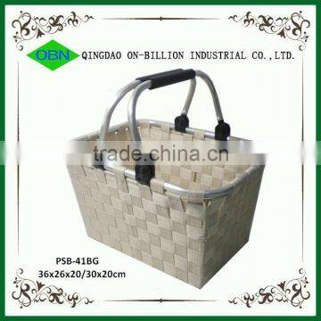 Hand Woven Nylon Webbing Shopping Basket With Double Aluminium Handles photo-3