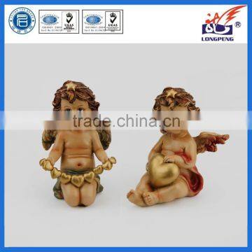 European Custom Sitting Baby Angel With Golden Heart Xmas Decoration