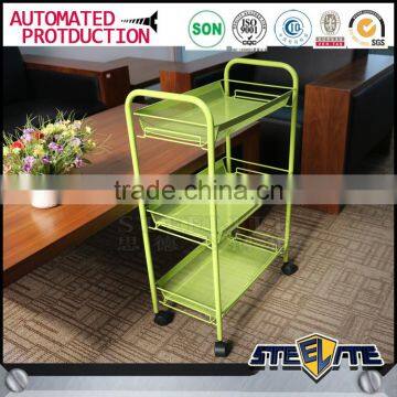 Durable Metal Foldable Kitchen Food Serving Trolley With Wheels photo-2