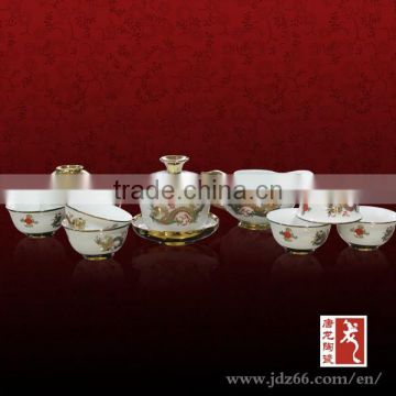 Delicate design hand painted chinese dragon ceramic gongfu tea set for hot sale in new year