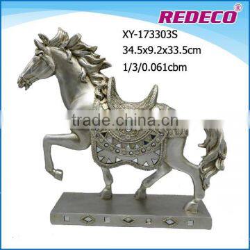 best selling decorative silver-plated resin horse statue