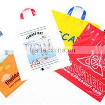 Colorful biodegradable soft loop handle plastic bag for carrying