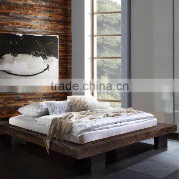 Furniture, Low Bed ,Japanese Style King Size With Reclaimed Solid Wood