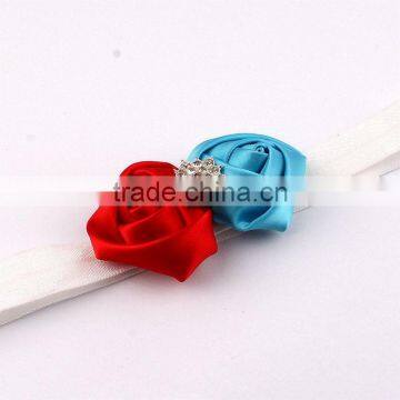 Rolled Handmade Rose Flower Headband Satin Flower Hair Band photo-3