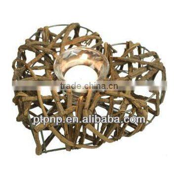 novelty heart rattan weaven candle holder,T-light