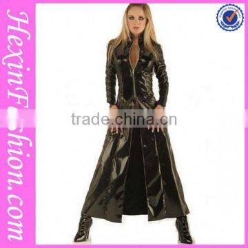 Fashion Long Sleeve Stretchy Faux Leather Jumpsuit With Special Design