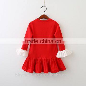 2017 Girls Dress Autumn Thin V Design Navy Dress Long Sleeved Girls Child Doll Dress photo-2