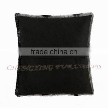 CX-D-103 Rex Rabbit Fur Dyed Like Chinchilla Shaggy Cushion Cover photo-3