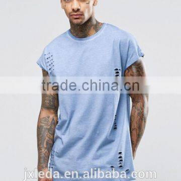 OEM custom men newest design fashion distressed oversized sleeveless t-shirt/tee shirt