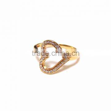 Gold Plated Unique CZ Studded Heart Ring