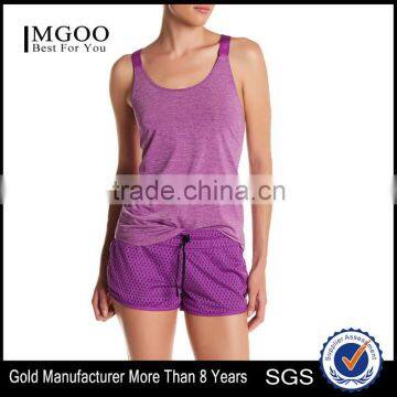 MGOO OEM Service Purple Spandex Fabric Stretchy Racer Back Singlet Wholesale Cool Dry Women Sport Tank Top