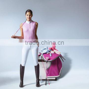 Tailored Cut Ladies Competition Polo Shirt Blank Turtle Neck Sleeveless Horse Riding Polo Shirt Equestrian wear