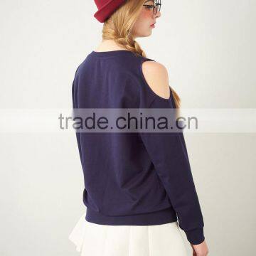 Sexy High Quality Printing Wholesale Women off Shoulder Sweatshirt photo-3