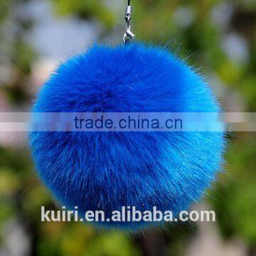 Eco-friendly Hot Sale 8cm Dyed Colour Faux Fur Trimming Furry Pompom Ball Rabbit Fur Keychain photo-4
