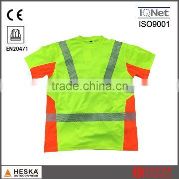 Daytime orange safety hivis yellow reflective 3m heat sealed T-shirt