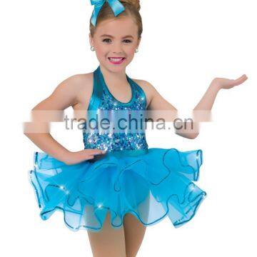 2017 Hot !!-sky blue sequin child stage dancing dress -child ballet tutu dress