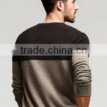 Mans Crew Neck Split Joint Pattern Tight Pullover Sweater for Wholesale photo-4