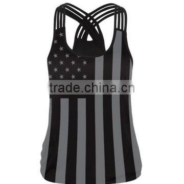 2017 Fashion Style Women's Camisole Tank Top American Flag Print on Front