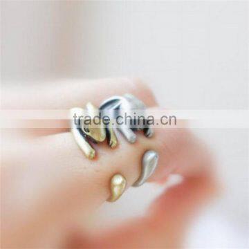 Silver Bronze Plated Rabbit Knuckle Ring Animal Open Mouth Unisex Rings