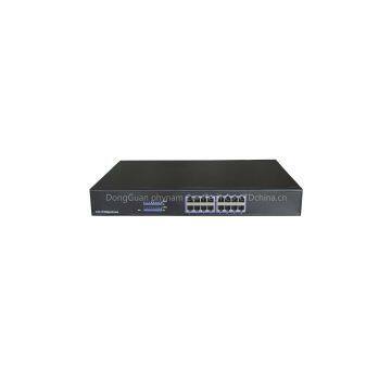 16-Port 10/100Mbps 802.3at PoE Switch with LCD status display