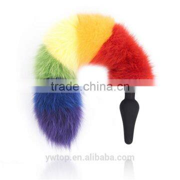 Faux Rainbow Color Fox Tail Anal Plug Butt Plug Silicone or Metal Anal Plug Tail Anal Sex Toys For Women Sex Products