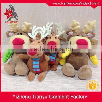 custom Christmas plush moose toy, plush Christmas toy santa and reindeer