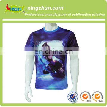 2015 quick dry newest design 3D effect dye sublimation t shirt O-neck for man 100% polyester