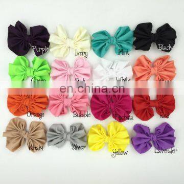 4" Chiffon Bo Accessories Solid Bow Without Hair Clips Flat Back