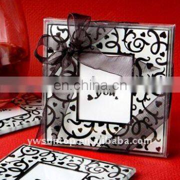 personalized glass coaster with inserted photo frame wedding giveaway gift souvenir