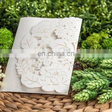 Beautiful Flower Design 5177 Customize Laser Cut Wedding Invitation Card