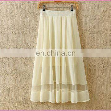 High Fashion Printed Womens Dresses Chiffon Patched Gauze Long Skirt photo-2