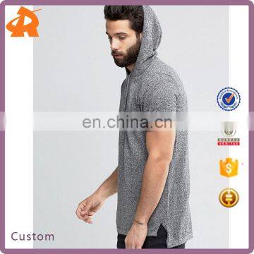 Customized Cheap Wholesale Cotton Man Tshirt Longline Knitted with Hood