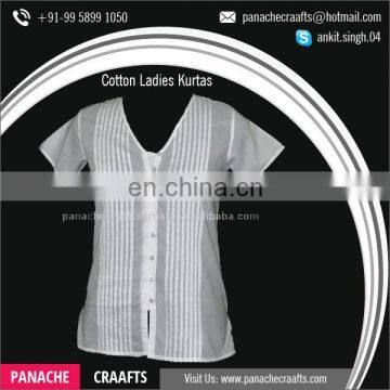 100% Cotton Summer Lucknowi Chikan Kurtis for Sale photo-2