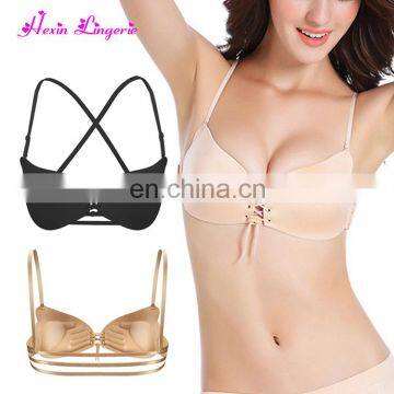 Black Removable Straps Invisible plus size ladies sexy stylish sexy bra