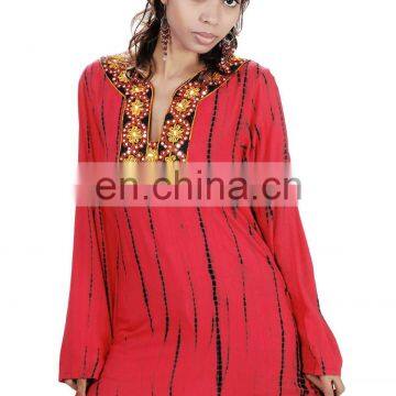 Rayon Hand Tie Dye Badmeri Kurti
