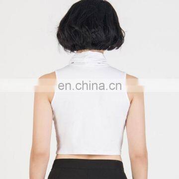 Womens Ladies Sleeveless Turtle Neck Slim Fitted Crop Top photo-2