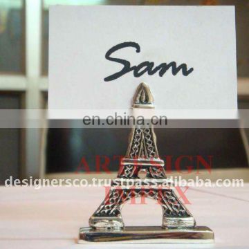 Silver Eiffel Tower Wedding Favor Place Card Holder