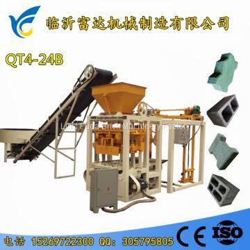 QT4-24B semi automatic concrete hollow block machine, cment interlocking paving brick production plant