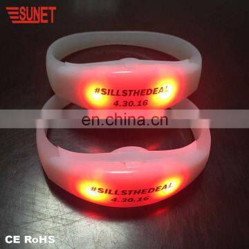 Happy festival Christmas glow in dark sound activated motion activated LED light up bracelet