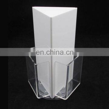 Tabletop 3 sides acrylic revolving brochure display holder stand