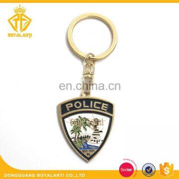 Brass Cape Coral Soft Enamel Officer Metal Keychain