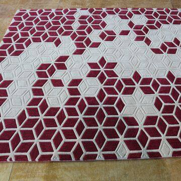 2018 Stereoscopic Cut Pile Carpet Red Geometric Pattern Rugs For Living Room photo-4
