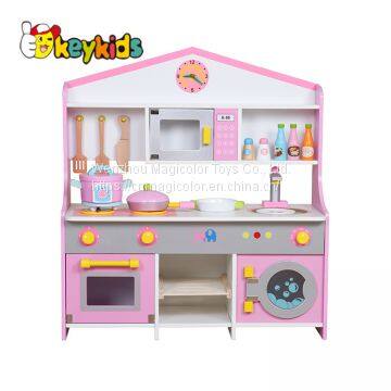 New fashion pink pretend wooden toy kitchens for children W10C379