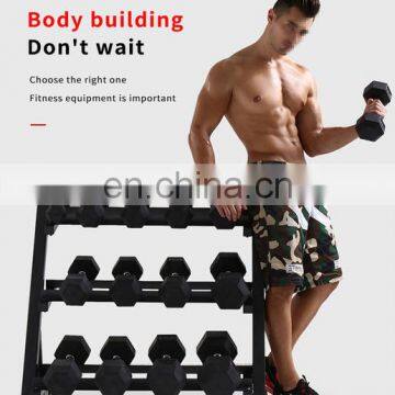 Factory Direct Sell Buy Hex Rubber Dumbbells Rack Pounds photo-6
