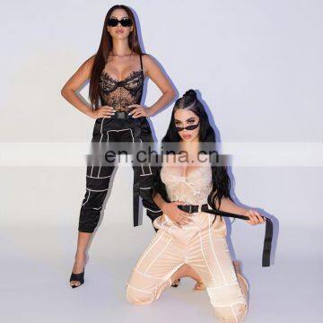 Hot Sales Best Sellers Women Fashion Tie Feet Pants Ladies Reflection Overalls Women Trousers photo-5