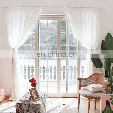 Wholesale Custom Simple Style Thicken Linen Sheer Decoration Curtain For Living Room Shower Window photo-2