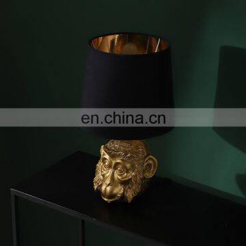 Novel Monkey Head Decoration European Antique Gold Retro Desk Lamps for Indoor photo-3
