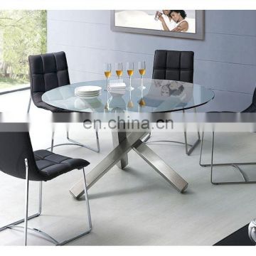 Modern high quality tempered glass top dining table