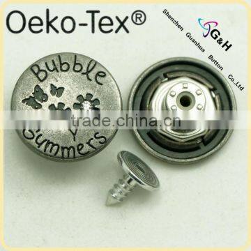 zinc alloy jeans button with rhinestone