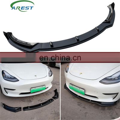 Carest 3Pcs Lip Spoiler Front Skirt Bumper For Tesla Model 3 Front Lip Protector Model3 Carbon Fibre ABS Accessories Model Three